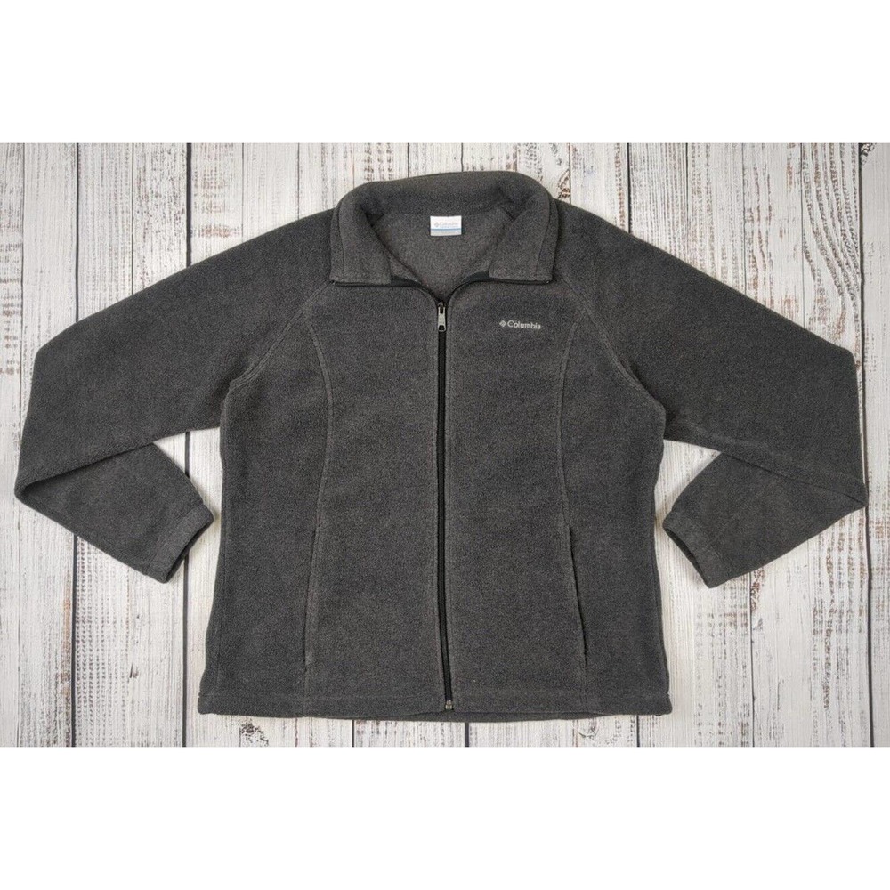 Columbia Womens Gray Full Zip Fleece Jacket Size XL Hiking Camping Outdoor Coat